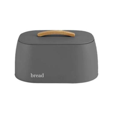 Imagem de Porta Pão com Alça Sense 33 x 23 x 18 cm Metal + Bambu Chumbo Ou