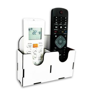 Imagem de Suporte De Parede Porta 2 Controle Remoto Ar Tv Som Mdf Branco - JKVER