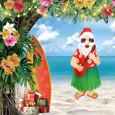 Imagem de NOVWANG Biruta de Natal em julho, 101 cm, Natal, julho, bandeira pendurada ao ar livre, decorações de Papai Noel, praia, havaiana, para casa, jardim, pátio, gramado, decoração