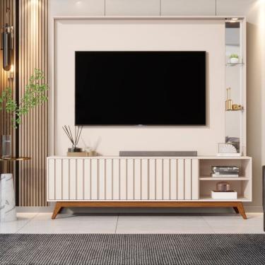 Imagem de Estante Ripada para Tv até 75 Polegadas Açaí Off White