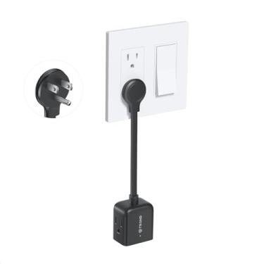 Imagem de TROND Extensor De Tomada Plana Com Cabo De 6 Polegadas - Divisor De Tomada De Extensão De Plugue Múltiplo, Adaptador De Plugue Plano, Extensor De Parede, Adaptador Elétrico De 3 Vias Para Casa, Escr