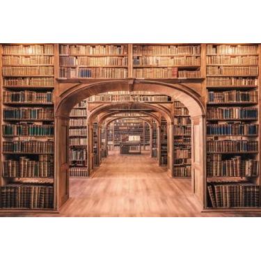Imagem de Estante de biblioteca, pano de fundo, biblioteca universitária, livros antigos, arco, fotografia, fundo, videoconferência, formatura, festa, suprimentos para crianças, adultos, estúdio fotográfico