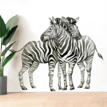 Imagem de Adesivos de parede Zebras Selva Animais Selvagens Natureza Animais Selvagens Arte de Parede Removível Silhueta Preto e Branco Animais do Zoológico Papel de Parede para Quarto de Crianças Sala de Aula