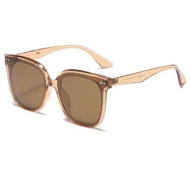 Imagem de VFDHN Óculos de sol polarizados femininos e masculinos, armação de PC, sombra para dirigir à noite e acampar (chá transparente)