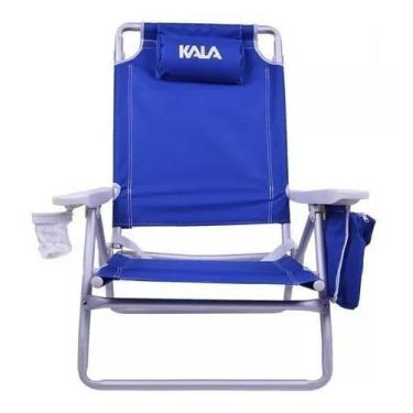 Imagem de Cadeira De Praia Reclinável Com Bolsa Térmica Azul Até 136kg - kala