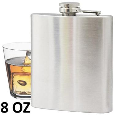 Imagem de Porta whisky de aço cantil 8 oz 236ml CBRN01446 - Commerce Brasil