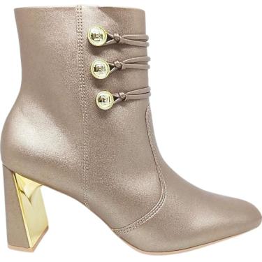 Imagem de Bota Feminina Casual Dia a Dia Passeio Detalhes Metalizados Salto Alto Cano Baixo Ramarim 2560103