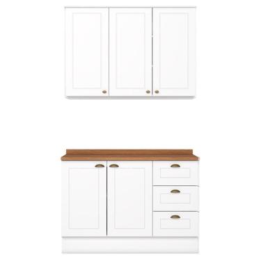 Imagem de Armario Aereo e Balcao 120cm Ce169 Americana Branco Nature Henn