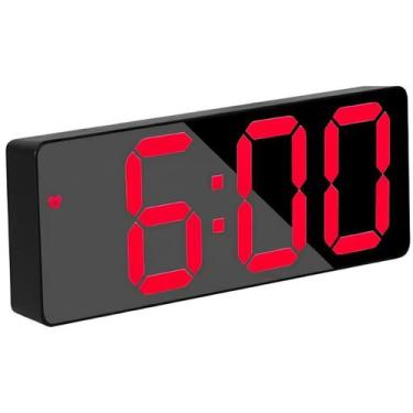 Imagem de Despertador Digital c/ Tela Grande LED Voz Data Temperatura Pilha/USB 