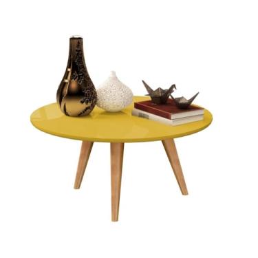 Imagem de Mesa Centro retro Decorativa para sala Dubai com pés palito em madeira cores (Amarelo)