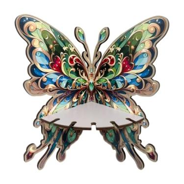 Imagem de Fenteer Butterfly Corner Shelf, Boho Decor Exibir prateleira, prateleira de parede de canto de madeira para brinquedos femininos fotos de berçário Deor, a