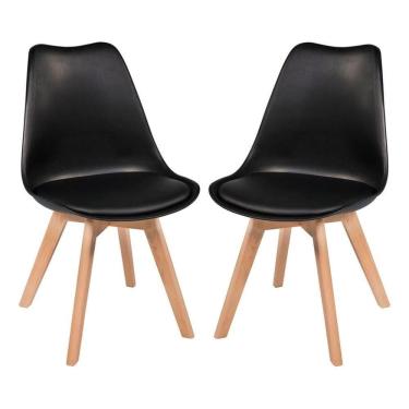 Imagem de Kit C/2 Cadeiras Leda ? Charles Eames, Saarinen Wood Preta