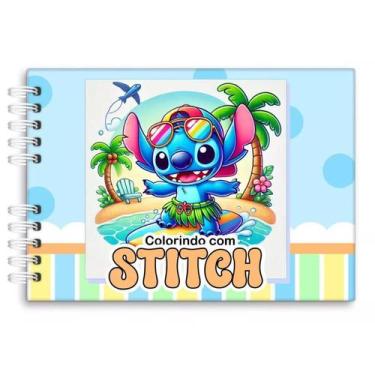 Imagem de Livro De Colorir Stitch Capa Dura 50 Folhas 180g, Azul