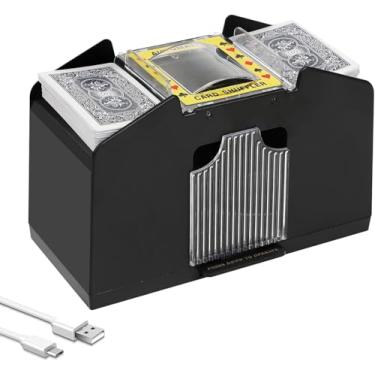 Imagem de Ni-SHEN Embaralhador de cartas automático de 4 baralhos usb/embaralhador elétrico operado por bateria para festa familiar pôquer/blackjack/uno