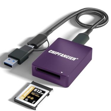 Imagem de CHIPFANCIER CFexpress Leitor de cartão tipo B CFexpress Adaptador CFexpress Leitor de cartão de memória CFexpress Tipo B Leitor de cartão de memória 40Gbps USB 4.0 Gen 2 compatível com Windows/Mac