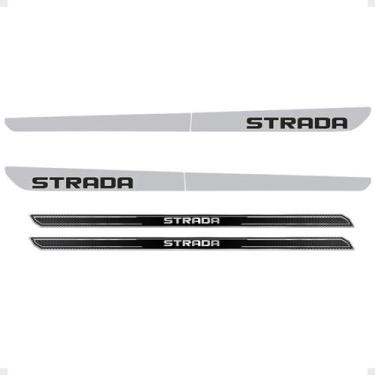 Imagem de Kit Faixa Strada 2020 Adesivo Lateral + Soleira Protetora - SPORTINOX,