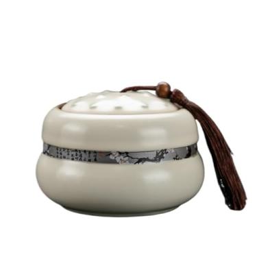 Imagem de Lata de chá Lata de chá de cerâmica com tampa para armazenamento de café em casa para chá, café, ervas, açúcar, especiarias e nozes Caixa de chá(Beige)