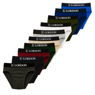 Imagem de Kit 10 Cuecas Slip Masculino Básica Elástico Exposto Algodão - Lordon,