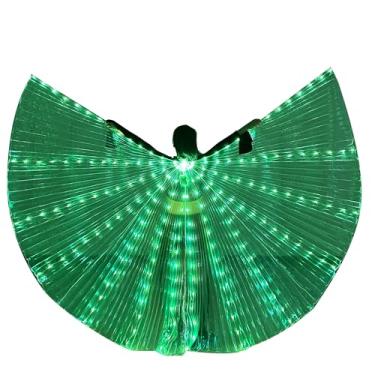Imagem de W WINTMING Fantasia feminina de Natal de Halloween com asas de dança do ventre com luzes LED Isis Wings, Verde, 57INCH