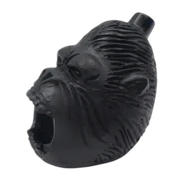 Imagem de Apito da morte asteca alto – apito autêntico de cerâmica aterrorizante, arte folclórica decorativa exclusiva de Halloween para exibição de casa/escritório (preto)