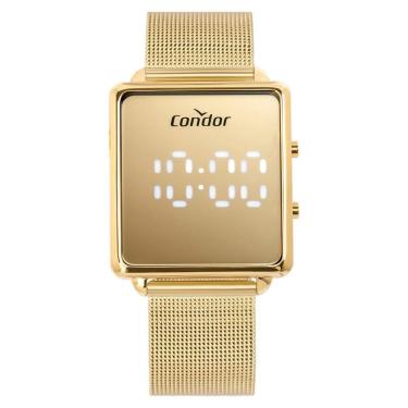 Imagem de Relógio Condor Feminino Ref: Comd1202afs/4d Led Espelhado Mesh Dourado
