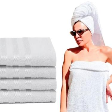 Imagem de Toalha Banho Branca 125x 70cm 100 Algodão Alta Absorção Spa, Salão de 