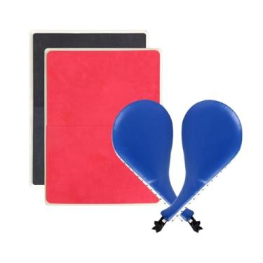 Imagem de rockible Conjunto de treinamento de taekwondo com 4 peças, tábuas de quebra de taekwondo, equipamento de karatê, kit de prática de artes marciais para muay, Azul Vermelho Preto