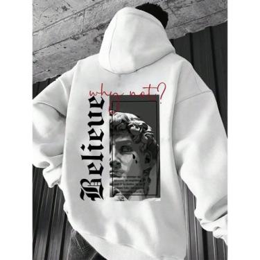 Imagem de Moletom Blusa De Frio Casaco Canguru Flanelado Believe Escultura Stree