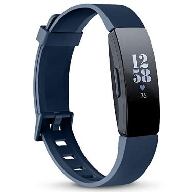 Imagem de Pulseiras de TPU macias AK compatíveis com Fitbit Inspire HR/Fitbit Inspire/Fitbit Ace 2 bandas, pulseiras esportivas à prova d'água para Fitbit Inspire HR Fitness Tracker, Azul marinho, Large