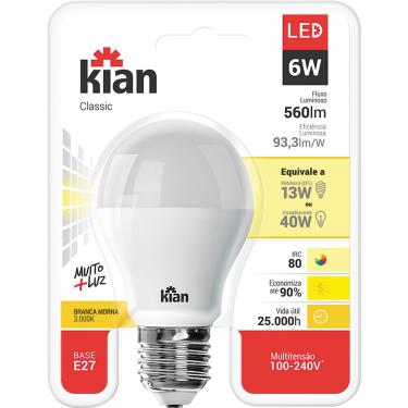 Imagem de Kit 10 Lâmpadas Led 6W Kian Classic Amarela Bivolt