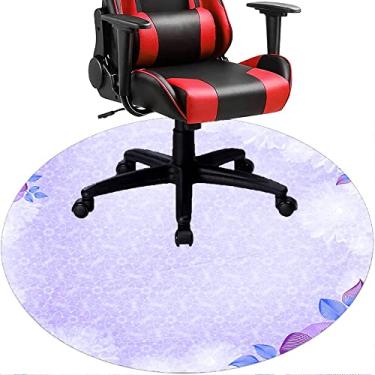 Imagem de Tapete de cadeira de escritório com flores, textura de flor, tapete de cadeira de mesa para piso de madeira de escritório em casa, protetor de piso de pilha baixa, redondo de 91 cm