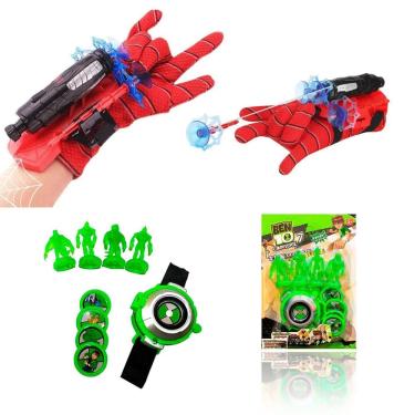 Imagem de Kit Luva Homem Aranha Com Relógio Ben 10 Omnitrix Lançador