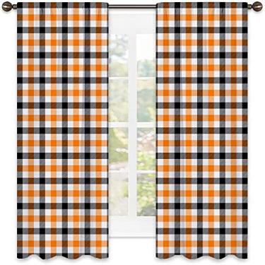 Imagem de Cortinas blecaute xadrez búfalo para quarto - Cortinas escurecidas com isolamento térmico para sala de estar, L 132 x C 239 cm