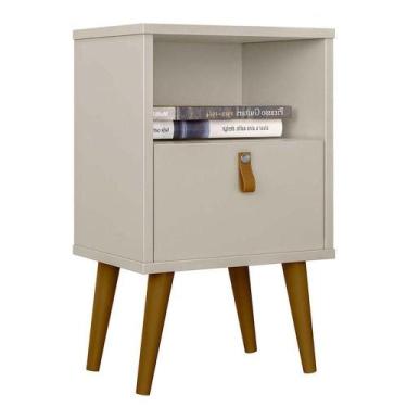 Imagem de Mesa de Cabeceira Com Pés Palito Bob 1 Gaveta e Nicho Off White - LINE