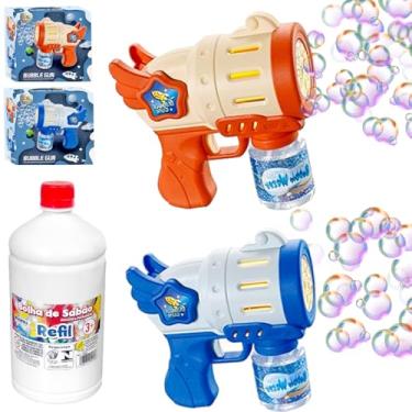 Imagem de Kit 2 Pistola Bolhas de Sabão Automática Luz +1 Litro Sabão