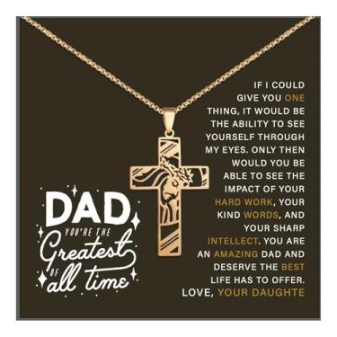 Imagem de 72ore Presentes para pai, colar de aço inoxidável, cruz para homens, corrente com pingente de cruz, joias significativas para pai, presentes de aniversário de filha e filho, Sem Pedra Preciosa