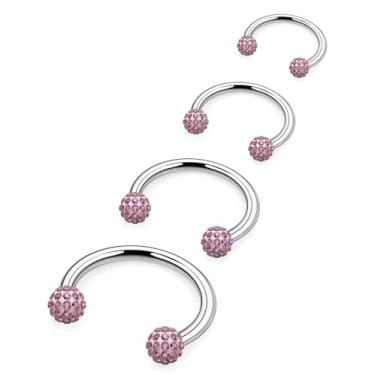 Imagem de Hoeudjo Anel de nariz em ferradura de aço inoxidável para sapato de cavalo para mulheres 20G piercing de nariz duplo piercing de nariz anel tamanho 6/8/10/12 mm, Metal, Zircônia cúbica