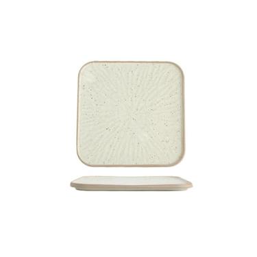 Imagem de Prato plano quadrado comercial de restaurante bandeja de cerâmica requintada criativa simples - 25,4 cm de gergelim brilhante