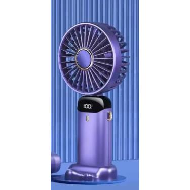 Imagem de Ventilador Portátil com Bateria 3000mAh, Display LED, 5 Velocidades, Dobrável, Silencioso, 18,8cm, Azul (Roxo)