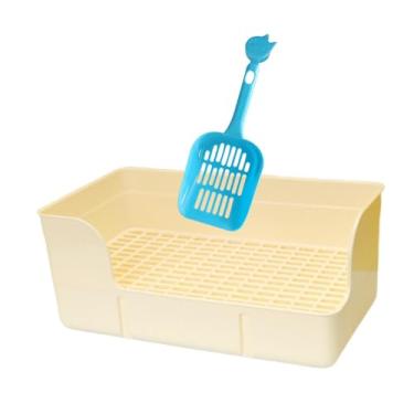 Imagem de IEUDNS Caixa de areia para coelhos de estimação, treinamento para furões, bandeja antirrespingos para xixi, comadre, caixa de cama para banheiro e acessórios, Branco