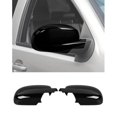 Imagem de Capas de espelho retrovisor totalmente compatíveis com Chevy Silverado GMC Sierra Avalanche Tahoe Suburban Yukon Escalade ESV 2007-2014 Tampas de espelho retrovisor, preto