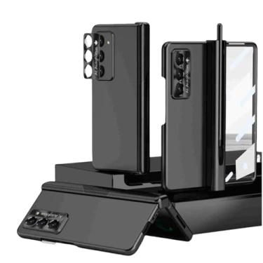 Imagem de Capa para Samsung Z Fold 6 com proteção de dobradiça e revestimento S Pen, vidro temperado, suporte rígido para celular (para Samsung Z Fold 6/preto)
