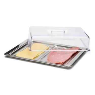 Imagem de Porta Frios Inox Com Tampa De Acrílico Com Divisória 27 Cm - Wincy Cas