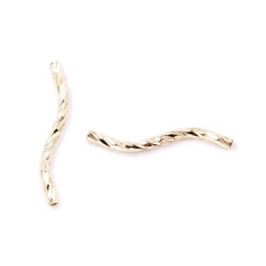 Imagem de Malahill Contas de tubo S para fabricação de joias 50 peças 1,5 x 20 mm ouro 14k