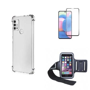 Imagem de Kit Braçadeira Moto G30 + Capa + Película De Vidro 3D - Motorola