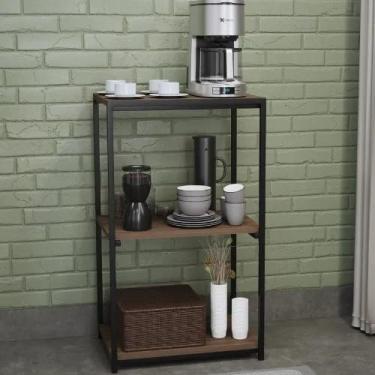 Imagem de Estante Industrial 3 Prateleiras Organizador MDF e Aço, 77x45x33 cm, Design Moderno, Preto Fosco, Multiuso para Sala, Cozinha, Escritório