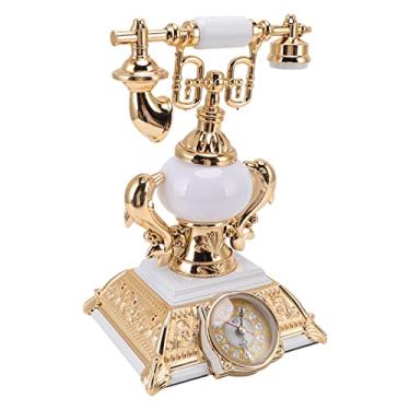 Imagem de YOUTHINK Modelo de Telefonia Vintage Função de Despertador de Lâmpada de Mesa de Mesa de para Casa Material de Plástico Decorativo Em Casa (8178-1)