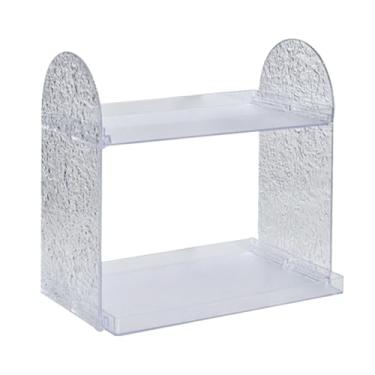 Imagem de Prateleira de armazenamento de dupla camada grande capacidade de moda de 2 camadas acrílico rack de cosmético para penteadeira organizadora de perfumes (Claro)