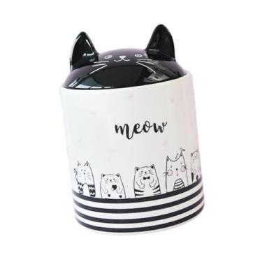 Imagem de ＫＬＫＣＭＳ Recipiente de armazenamento para gatos, jarra de chá com tampa, item decorativo, garrafa de sal criativa, pote de café para armário, Grande