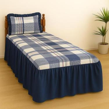 Imagem de Colcha Solteiro Lorena 2 Peças De Tecido estampado Com Babado 2,50m x 